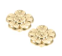 VILLFUL Pomos de Latón Dorado Forma de Flor Tiradores para Cajones y Puertas de Armarios Manijas Vintage Metálicas para Muebles de Cocina y Cómodas Paquete de 2 Piezas Tamaño Grande