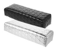 VILLFUL Reposamanos para Manicurista 2 Unidades Almohada de Mano Cuadrada Piel Sintética Negro y Plata Cojín Cómodo y Resistente para Salón y Uso Profesional de Uñas