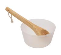 VILLFUL Revestimiento de Plástico Resistente al Calor para Cubo de Sauna 4L Cucharón de Madera Ergonómico, Inserto Reutilizable para Baño de Pies, Accesorio de Spa para Cuidado y Remojo en