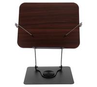 VILLFUL Soporte para Libros de Lectura Giratorio 360° Base Metálica Efecto Nogal Atril Multifuncional para Partituras Recetas y Escritorio Portátil y Estable para Oficina y Hogar