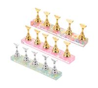 VILLFUL Soportes Magnéticos para Uñas Postizas 3 Piezas Base Reforzada, Diseño Brillo de Estrellas y Corazones de Colores, Accesorios para Decoración de Uñas y Exhibición en Salón