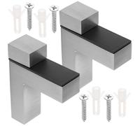 VILLFUL Soportes para estante de vidrio y madera ajustables, aleación de zinc, diseño de montaje en pared, paquete de 2, sin daño al vidrio, para gabinetes de exhibición y baños
