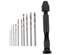VILLFUL Taladro Manual Mini 11 Piezas Brocas de Precisión para Bricolaje, Herramienta Rotativa de Mano para Joyería, Madera y Modelos, Kit Compacto Pasador de Sujeción, Color Negro