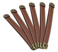 VILLFUL Tiradores de cuero para armarios 6 piezas, marrón, cuero sintético y aleación de zinc, 160 mm entre agujeros, para puertas de armario y cajones