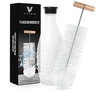 Villkin Cepillo para botellas (1 unidad) compatible con botellas de cristal SodaStream, biberones y vasos. Cepillo de limpieza con cabezal de lana para una limpieza sin arañazos de vidrio y plástico