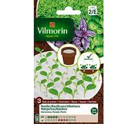 Vilmorin 3 Discos biodegradables Semillas de ALBAHACA (Cultivo fácil) 10 cm