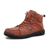 Vilobel Mens Slip On Shoes, Men's Orthopedic Safety Work Shoes,Protective Toe, Waterproof Non-Slip, Lightweight for Work Outdoor (Brown,46)