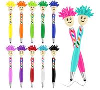 Vilomdur 12PCS Bolígrafos Divertidos Retráctiles, Bolígrafos Multicolores Trapeador, Tableta Pluma Divertida Pantalla Táctil, 3 en 1 Creativos Bolígrafos para Niños Suministros Escolare Oficina