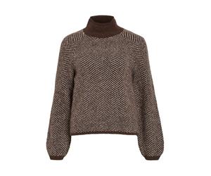 VILORY High Neck L/S NIT Top - Noos, Café Bean/Patrón: Eggnog Melange, L