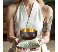 ViLoSa Juego de cuencos tibetanos - Cuenco de sonido de meditación hecho a mano en Nepal con golpeador y cojín - Mejora el yoga, la meditación, la oración y el alivio del estrés - Regalos espirituales