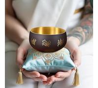 ViLoSa Juego de cuencos tibetanos - Cuenco de sonido de meditación hecho a mano en Nepal con golpeador y cojín - Mejora el yoga, la meditación, la oración y el alivio del estrés - Regalos espirituales