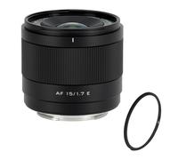 Viltrox AF 15mm F1.7 Air E - Kit con Filtro Protector UV | Gran Angular Luminoso F1.7 APS-C | Autofoco STM Silencioso y Diseño Compacto para Sony E