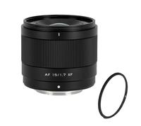 Viltrox AF 15mm F1.7 Air XF - Kit con Filtro Protector UV | Objetivo Gran Angular F1.7 para Fuji X APS-C | Autofoco STM, Ligero y Portátil para Foto y Vídeo