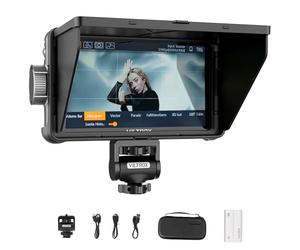VILTROX Monitor de campo de video HDMI 4Kp30 de 5.5 pulgadas, 1200 nits, 10 bits HDR visible a la luz del día de 1920 x 1080, grabador portátil, soporte de zapata caliente, batería, campana solar