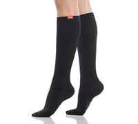 VIM & VIGR - Calcetines de compresión de lana merino de 15-20 mmHg para mujeres y hombres (negro sólido, mediano/grande (2))