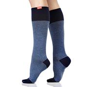 VIM & VIGR - Calcetines de compresión graduada de algodón de 15-20 mmHg para mujeres y hombres (azul marino jaspeado, talla L/XL, pantorrilla ancha (6))
