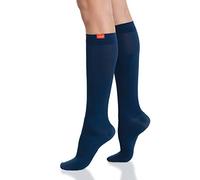 VIM & VIGR Moisture Wick Nylon 15-20 mmHg Calcetines de compresión graduados para mujeres y hombres, S/M Wide Calf, Marino