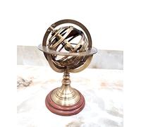 Vimal Nautical Esfera marina náutica armilar de latón envejecido, color marrón, tamaño del globo mundial, altura de 8 pulgadas, diámetro aproximado: 12,7 cm aprox