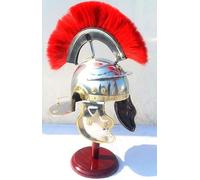 Vimal Nautical Roman Armor Centurion Officers Casco Medieval de Latón Acentos con Plume Rojo Tamaño 66 cm