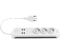 Vimar 00447.CC.B - Regleta inteligente con WiFi, compatible con Alexa y Google Home, 3 salidas Schuko, 4 USB A, enchufe 16 A, control por voz o remoto con App View