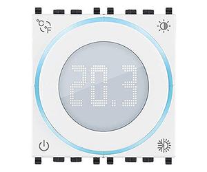 VIMAR 02970.B Termostato de rueda ON/OFF, retroiluminación LED, alimentación 100-240 V, 2 módulos. Compatible con Eikon, Arké, Plana, para idea de soporte dedicado, blanco