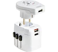 Vimar 0A32303B Adaptador Universal de Viaje, Clavija estándar UK, USA, AUS, CHN y estándar alemán-francés, Salidas para estándar UK, USA, EU, AUS, CHN, 2 Salidas USB A