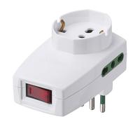 VIMAR 0P00334.B - Adaptador múltiple de Seguridad e Interruptor automático de protección, Enchufe pequeño, 2 Tomas, 1 Enchufe Universal (Shuko), Color Blanco