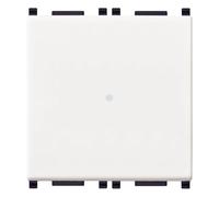 Vimar 14100.2 Plana Interruptor 1P 10AX 250V~ axial iluminable, botón reemplazable, blanco - 2 módulos. Max 100 W para lámparas con fuente de alimentación integrada (IEC 60669-1:2017)