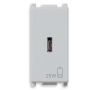 Vimar 14292.C.25.SL Plana Fuente de alimentación USB de 25 W para dispositivos electrónicos, salida USB C, tecnología Power Delivery