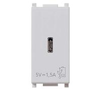 Vimar 14292.C.SL Plana - Toma USB (5 V, 1,5 A, 1 salida USB tipo C, alimentación 120-240 V ~ 50/60 Hz), color plateado