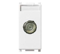 Vimar 14318 Toma coaxial con conector hembra tipo F, para frecuencias hasta 2400 MHz, conexión de entrada y de salida mediante conector macho tipo F, serie Plana, blanco