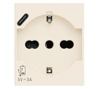 Vimar 30210.USBC Línea Enchufe universal estándar IT y toma de corriente USB tipo C, cáñamo, 2 módulos