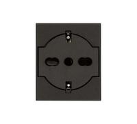 Vimar 30211.G Línea Enchufe universal a ras de pared, estándar italiano P40, SICURY, negro, 2 módulos