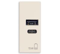 Vimar 30292.AC15C Linea Alimentador USB 15W 3A 5V para dispositivos electrónicos, salidas USB y USB C