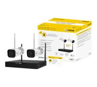 Vimar 46305.D Kit de videovigilancia CCTV WiFi con NVR 4 Canales H.265, HDD 1TB, 2 cámaras Bullet 4Mpx Day&Night IR 10m, App View Camera, detección Personas y vehículos