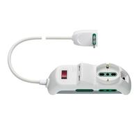 Vimar FP00518.C.B Regleta con 2 USB e Interruptor automático de protección 10 A, 2 bitomas Sicury, 1 Toma Universal, Cable 1,5