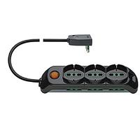 VIMAR FP00531.X Regleta con Interruptor Luminoso, 3 enchufes universales, 6 bienchufes Sicury, Cable de 5 m, Negro