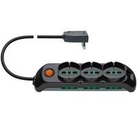 Vimar - Tres enchufes universales, Interruptor, Negro