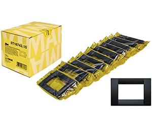 Vimar Idea 0T16743.15 - Placa clásica de 3 módulos de tecnopolímero, 10 unidades, gris grafito