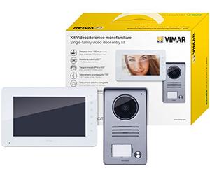 Vimar K40910 Kit videoportero de superficie con teclado capacitivo LCD 7 in, placa de entrada audio/vídeo, alimentador con clavijas intercambiables, gris, Juego de 2 piezas