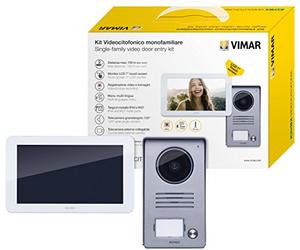 "Vimar K40915 Kit videoportero de superficie que incluye: videoportero táctil LCD 7"", placa audio/vídeo 1 pulsador, alimentador con enchufes intercambiables; incluye soporte", blanco