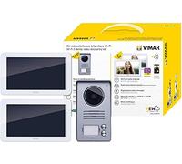 Vimar K40946 Kit videoportero contenido: 2 videoporteros Wi-Fi táctil LCD 7in, placa de entrada audio/vídeo de 2 botones, 2 alimentadores con clavijas intercambiables, con soporte de instalación