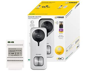 Vimar K40965 Kit Doorbell con: 1 Doorbell WiFi 40960, outdoor usage, repetición de llamada, app View Door, visión nocturna, SD card, sensor antimanipulación, alimentador 24V DIN