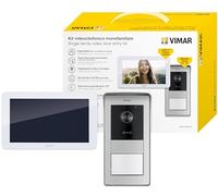 Vimar K42915, Kit de videoportero de superficie con videoportero manos libres, pantalla táctil en color LCD 7in, placa audio/vídeo, alimentador con clavijas intercambiables estándar EU, BS, US, AU