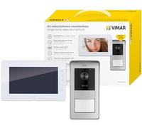Vimar K42930 Kit de videoportero de superficie con videoportero manos libres con pantalla con teclado capacitivo, placa audio/vídeo RFID, alimentador, soportes para montaje de superficie