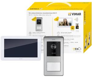 Vimar K42945 Kit de videoportero smart con videoportero Wi-Fi con pantalla táctil, placa audio/vídeo, alimentador con clavijas intercambiables estándar EU, BS, US, AU, soportes para montaje