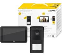 Vimar K42965 Kit de interfono de pared con videoportero táctil manos libres Wi-Fi a color LCD de 7 pulgadas, placa audiovídeo 1 botón, 1 fuente de alimentación 24 V CC 1 A, enchufes intercambiables EU