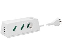 Vimar 00604.CC - Regleta de escritorio con interruptor y cable de 2 m, 1 salida universal SICURY, 2 salidas SICURY estándar italiano, 2 salidas USB A y 1 salida USB C, enchufe 16A estándar italiano