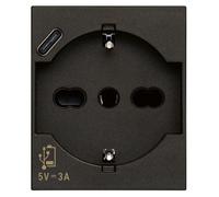 Vimar toma universal 2P+E 16A USB-C 15W 3A negro - 30210.USBG