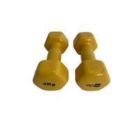 VIMAS SPORT Mancuernas de Vinilo, Set 2 Unidades, Acero con Recubrimiento Sintético, Amarillo, 4 kg, Agarre Cómodo, para Musculación
